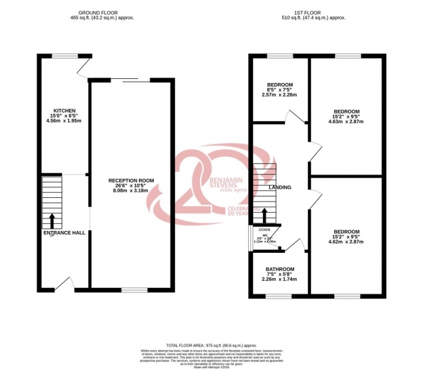 Floor Plan Image for 3 Bedroom Semi-Detached House to Rent in Bideford Close, Edgware