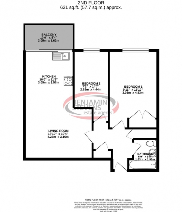 Floor Plan Image for 2 Bedroom Flat to Rent in Stonegrove, Edgware