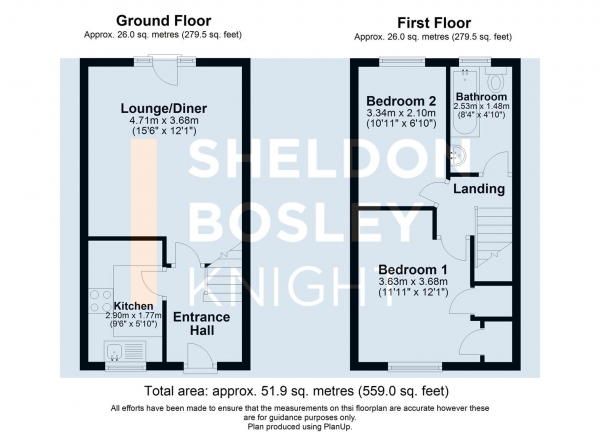 Floor Plan for 2 Bedroom Property for Sale in New Street, Stratford-Upon-Avon, CV37, 6BX -  &pound325,000