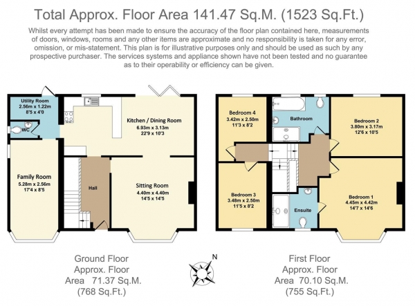 Floor Plan for 4 Bedroom Semi-Detached House for Sale in Church Lane, Snitterfield, Stratford-Upon-Avon, CV37, 0LG - Guide Price &pound550,000