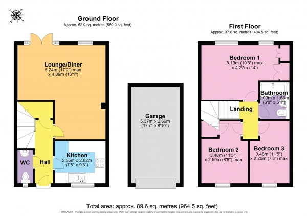 Floor Plan Image for 3 Bedroom End of Terrace House for Sale in Ferguson Close, Ettington, Stratford-Upon-Avon