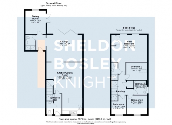 Floor Plan Image for 4 Bedroom Property for Sale in Wesley Gardens, Pebworth, Stratford-Upon-Avon