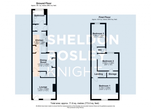 Floor Plan Image for 3 Bedroom Terraced House for Sale in Cherry Street, Stratford-Upon-Avon