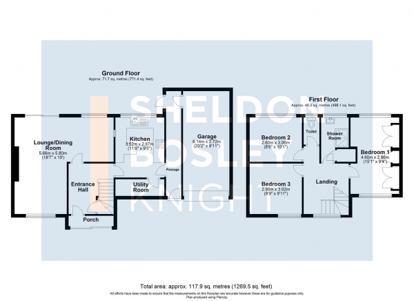 Floor Plan Image for 3 Bedroom Detached House for Sale in Wootton Close, Stratford-Upon-Avon