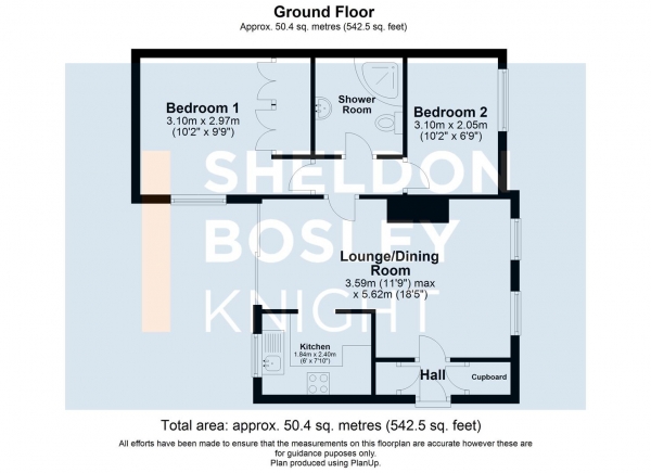 Floor Plan Image for 2 Bedroom Flat for Sale in Bryan Mews, Bidford