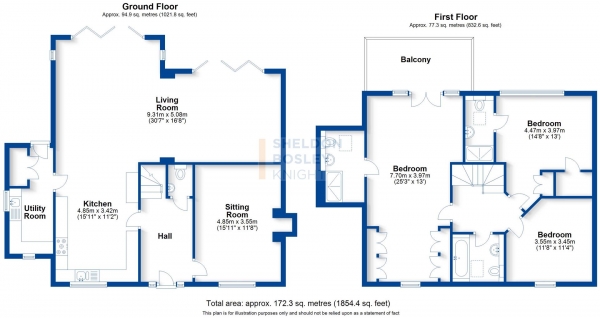 Floor Plan Image for 3 Bedroom Detached House to Rent in Barton Road, Welford On Avon