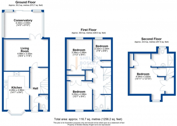 Floor Plan Image for 4 Bedroom Terraced House for Sale in Amis Way, Stratford-Upon-Avon