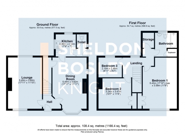 Floor Plan Image for 3 Bedroom Property for Sale in Steppes Piece, Bidford-On-Avon, Alcester