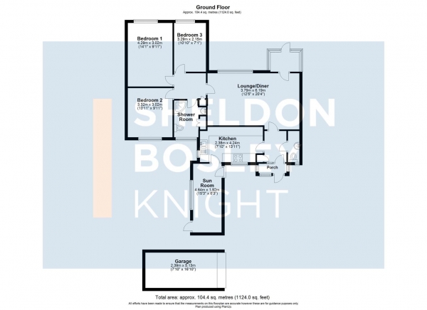 Floor Plan Image for 3 Bedroom Semi-Detached Bungalow for Sale in Compton Court, Long Compton, Warwickshire