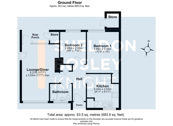 Floor Plan Image for 2 Bedroom Semi-Detached Bungalow for Sale in Mint Row, Upper Brailes, Banbury