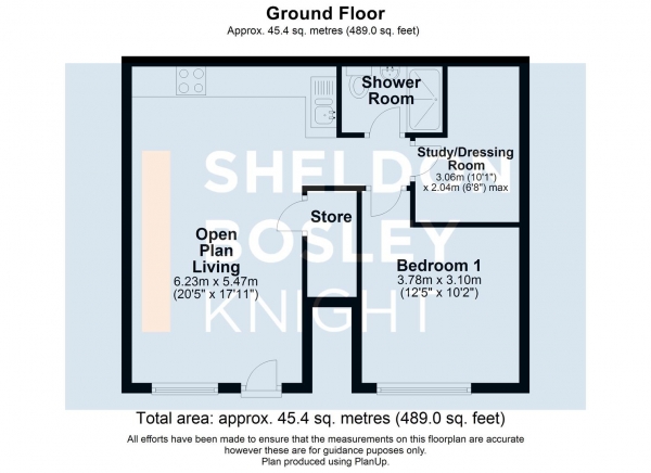 Floor Plan Image for 1 Bedroom Flat to Rent in Church Street, Shipston-On-Stour