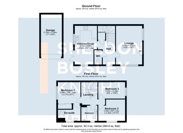 Floor Plan Image for 3 Bedroom Semi-Detached House for Sale in Lysander Way, Moreton-In-Marsh