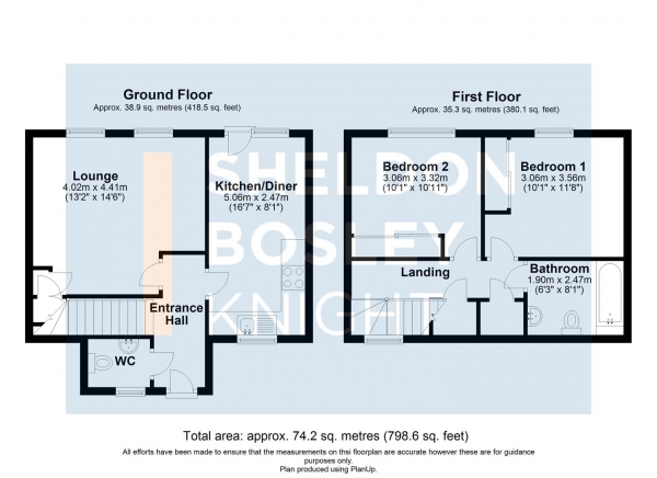 Floor Plan Image for 2 Bedroom Semi-Detached House for Sale in Wydelands, Draycott, Moreton-In-Marsh