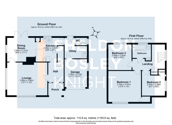 Floor Plan Image for 3 Bedroom Detached House for Sale in Springfield, Blockley, Blockley