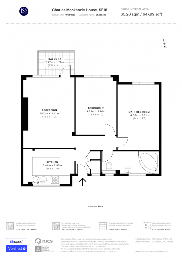 Floor Plan Image for 2 Bedroom Flat for Sale in Bermondsey, southwark, London, SE16 3XY