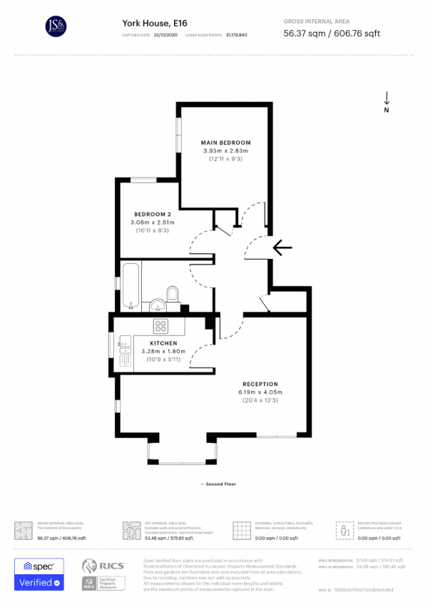 Floor Plan Image for 2 Bedroom Flat for Sale in De Quincy, Canning town, London, E16 1SU