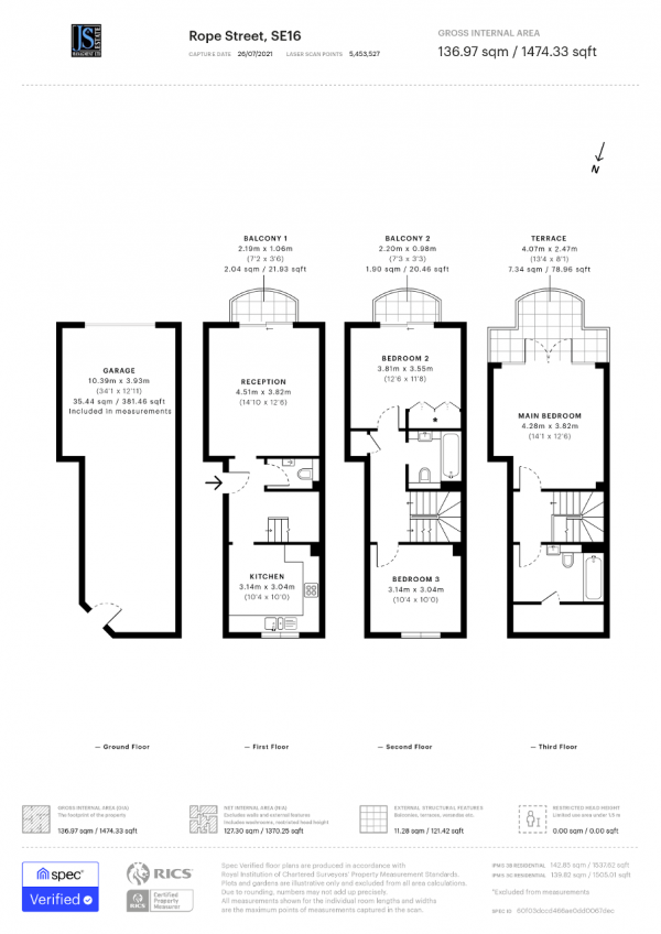 Floor Plan Image for 3 Bedroom Property for Sale in Rope Street, Canada Water, London, SE16 7TY