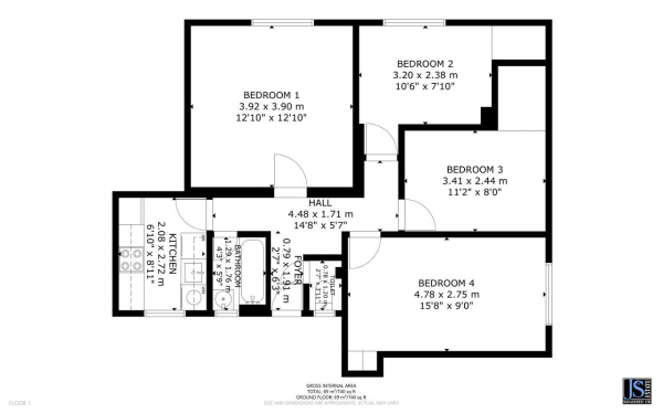 Floor Plan Image for 3 Bedroom Flat for Sale in Collingwood street, Whitechapel, London, E1 5RP