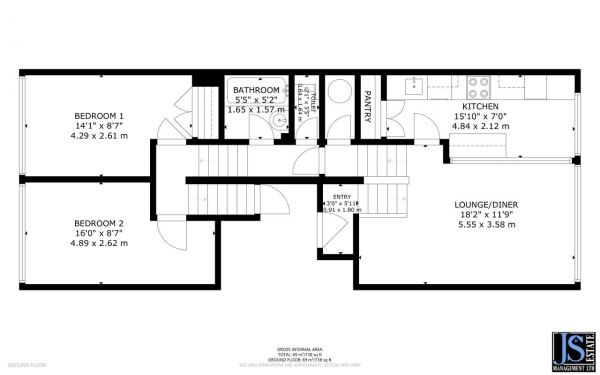 Floor Plan Image for 2 Bedroom Flat for Sale in Evelyen street, Deptford, London, SE8 3QU