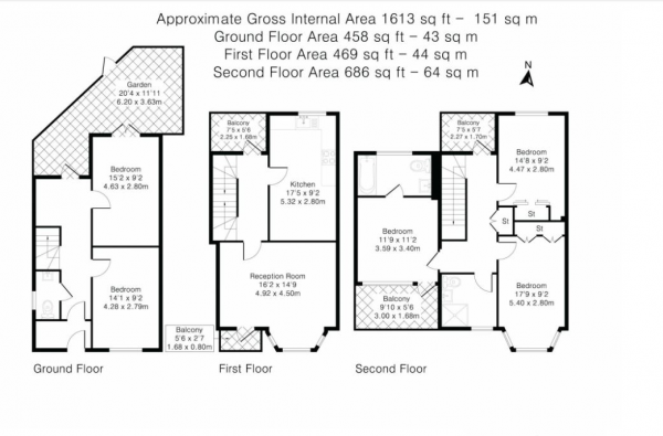 Floor Plan Image for 5 Bedroom Terraced House to Rent in Princes Court, Canada Water, London, SE16 7TD