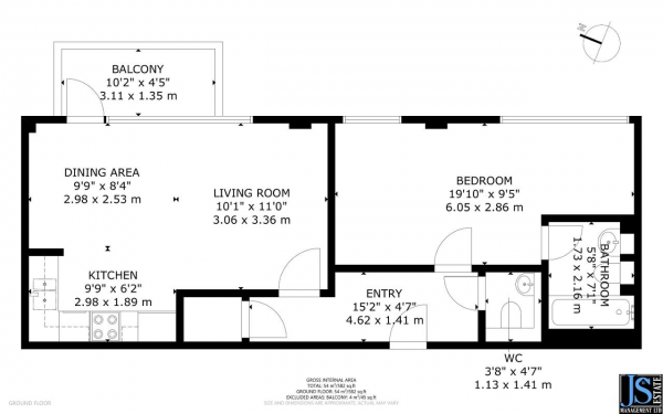 Floor Plan Image for 1 Bedroom Flat for Sale in 46-52 Peckham Grove, Peckham, London, SE15 6FR