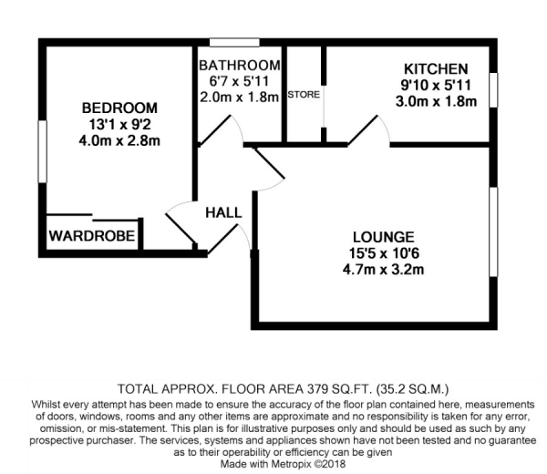 Floor Plan Image for 1 Bedroom Flat to Rent in Caroline Place, Harlington, UB3 5AF
