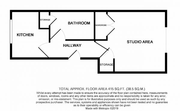 Floor Plan Image for Studio Flat to Rent in Bays Farm Court, Longford, Middlesex, UB7 0DY