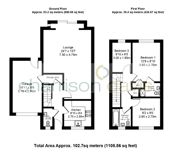 Floor Plan Image for 3 Bedroom Detached House for Sale in Rodmell Close, Yeading, Middlesex, UB4 9RS