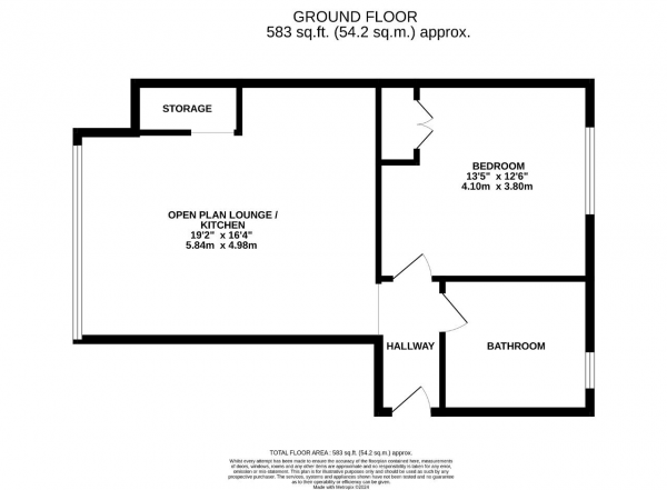 Floor Plan Image for 1 Bedroom Flat for Sale in Orchard Court, The Island, Longford, UB7 0ES