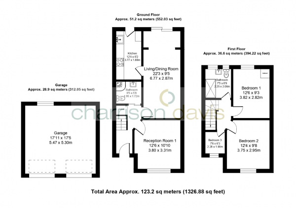 Floor Plan Image for 3 Bedroom Terraced House for Sale in Langley Crescent, Harlington, UB3 5HN