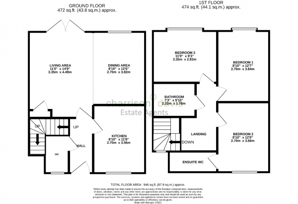 Floor Plan Image for 3 Bedroom Terraced House for Sale in Sherfield Mews, Hayes, Middlesex, UB3 2FG