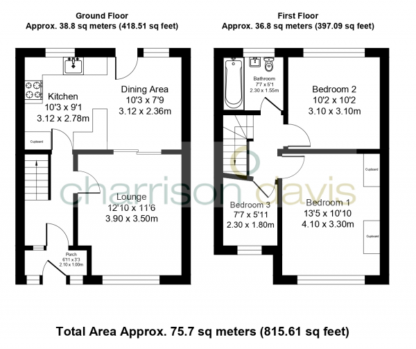 Floor Plan Image for 3 Bedroom Terraced House for Sale in Waltham Avenue, Hayes, UB3 1TF