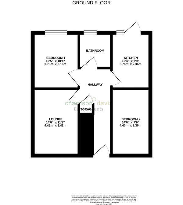 Floor Plan Image for 2 Bedroom Flat for Sale in Heath Close, Harlington, UB3 5LA