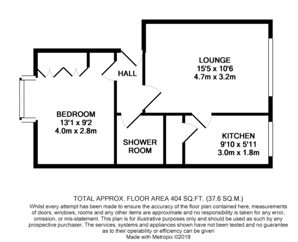 Floor Plan Image for 1 Bedroom Flat for Sale in Caroline Place, Harlington, UB3 5AF