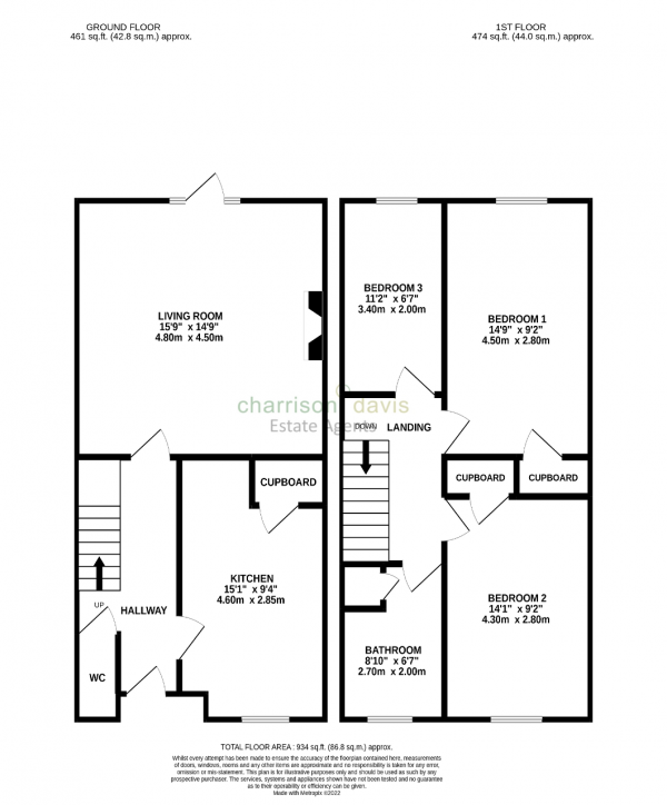 Floor Plan Image for 3 Bedroom Terraced House for Sale in White Hart Field, Aylesbury, HP22 4AT