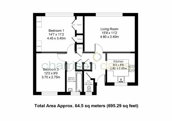 Floor Plan Image for 2 Bedroom Flat for Sale in Douglas Crescent, Hayes, UB4 9BT