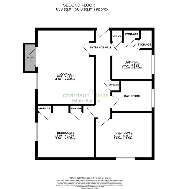 Floor Plan for 2 Bedroom Flat to Rent in Owen Court, Owen Road, Yeading, UB4 9JZ, UB4, 9JZ - £335 pw | £1450 pcm