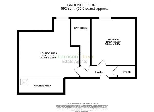 Floor Plan Image for 1 Bedroom Flat to Rent in Cranford Lane, Harlington, UB3 5HA