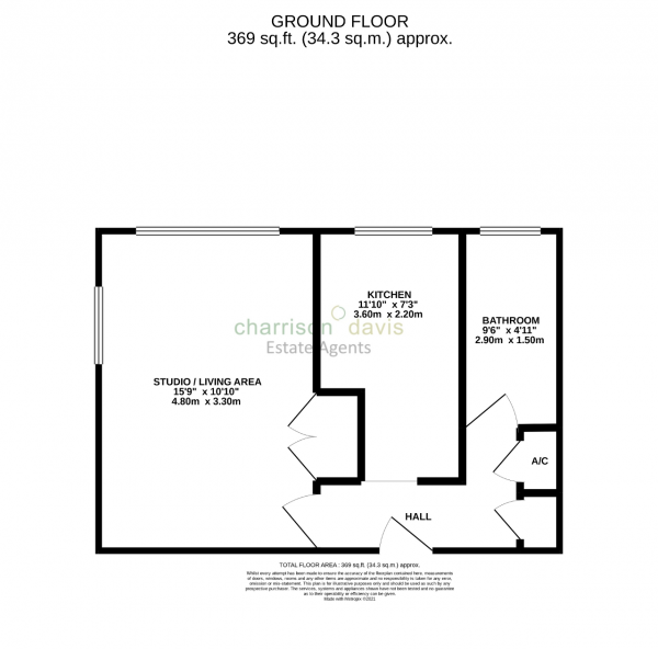 Floor Plan Image for Studio to Rent in Felbridge Court, 311 High Street, Harlington, UB3 5EP