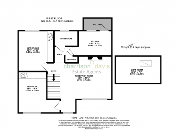 Floor Plan Image for 2 Bedroom Flat for Sale in The Crescent, Harlington, UB3 5NA