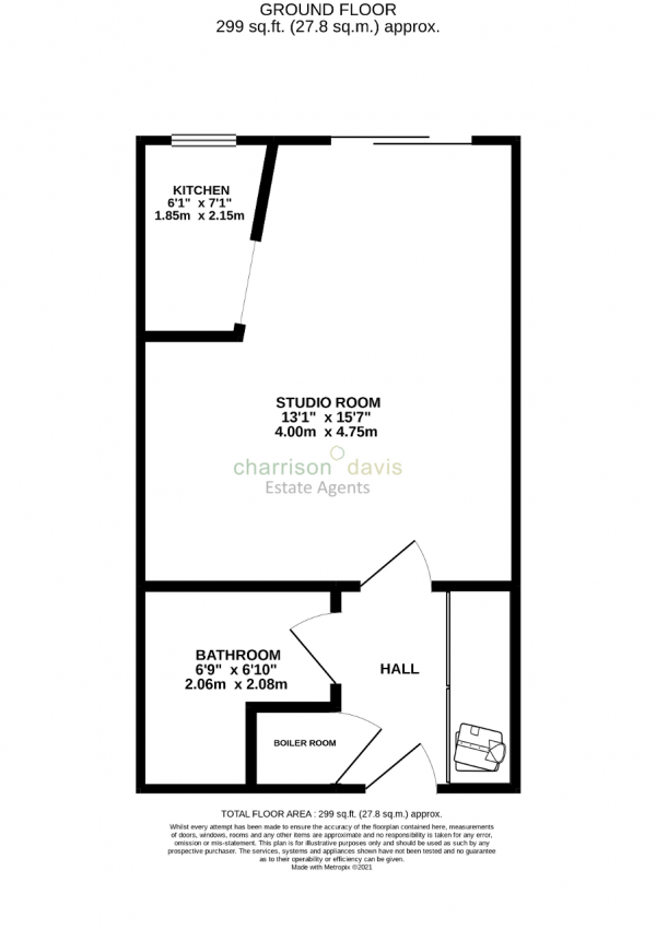 Floor Plan for Studio for Sale in Elm View House, Shepiston Lane, Hayes, UB3 1LY, UB3, 1LY -  &pound165,000