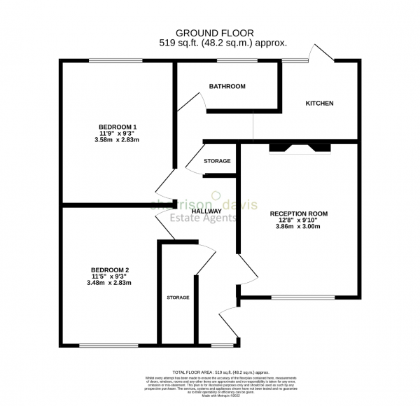 Floor Plan Image for 2 Bedroom Flat for Sale in West End Lane, Harlington, Middlesex, UB3 5LU