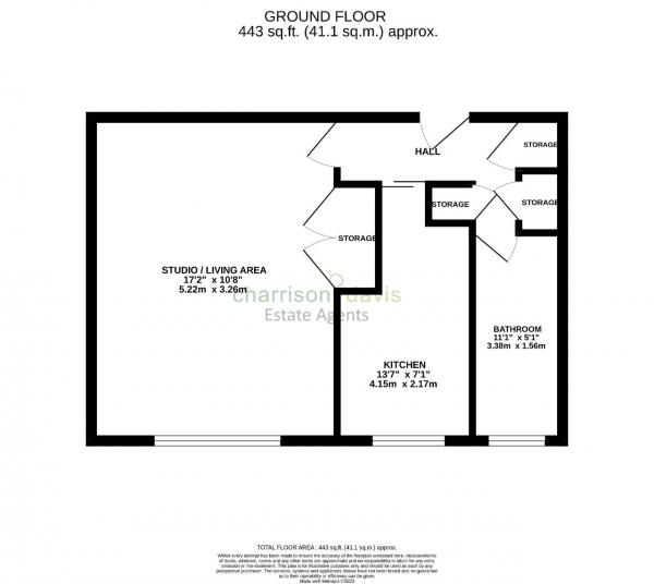 Floor Plan for Studio for Sale in Felbridge Court, Harlington, Middlesex, UB3 5EP, UB3, 5EP -  &pound155,000