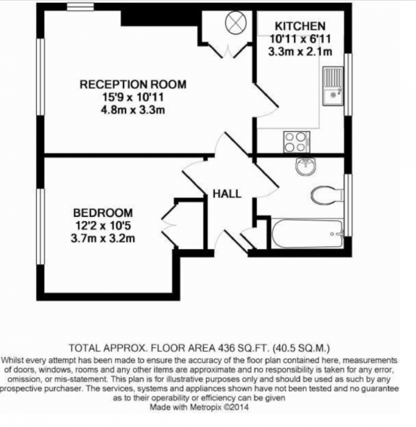 Floor Plan Image for 1 Bedroom Flat for Sale in Midhurst Gardens, Hillingdon, Middlesex, UB10 9DN