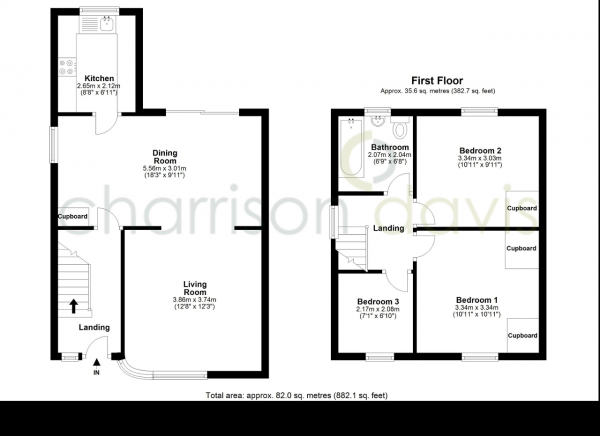 Floor Plan for 3 Bedroom Semi-Detached House for Sale in Blackpool Gardens, Hayes, UB4 8DY, UB4, 8DY -  &pound449,950