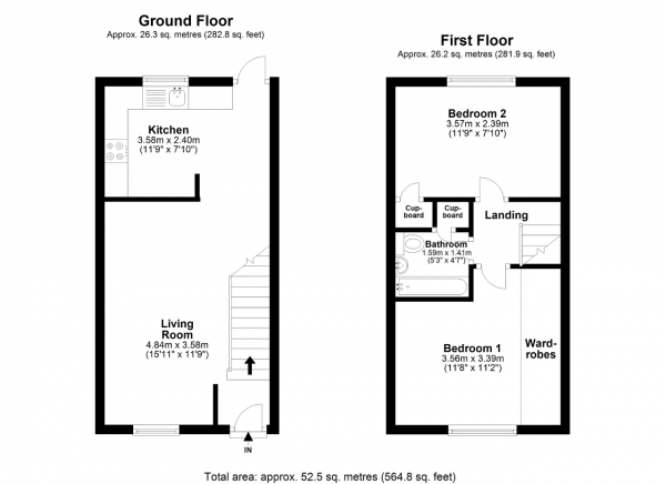 Floor Plan Image for 2 Bedroom Terraced House for Sale in Marina Approach, Hayes, Middlesex, UB4 9TB