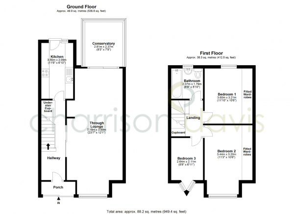 Floor Plan Image for 3 Bedroom Terraced House for Sale in Botwell Lane, Hayes, UB3 2AP