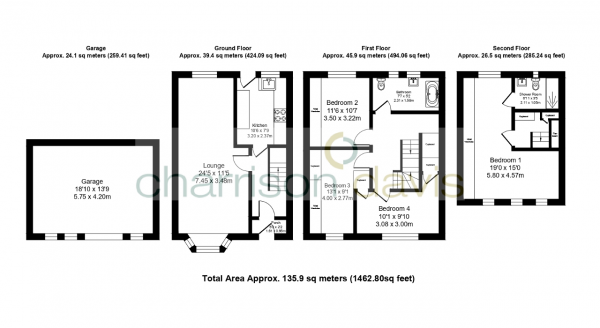 Floor Plan Image for 4 Bedroom Terraced House for Sale in Attlee Road, Hayes, Middlesex, UB4 9JB