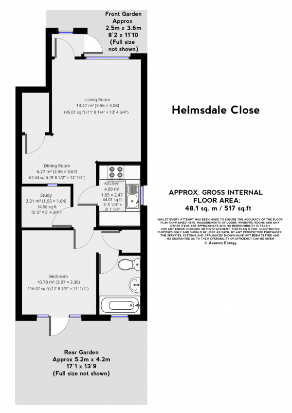 Floor Plan Image for 1 Bedroom Flat for Sale in Helmsdale Close, Yeading, UB4 9QS