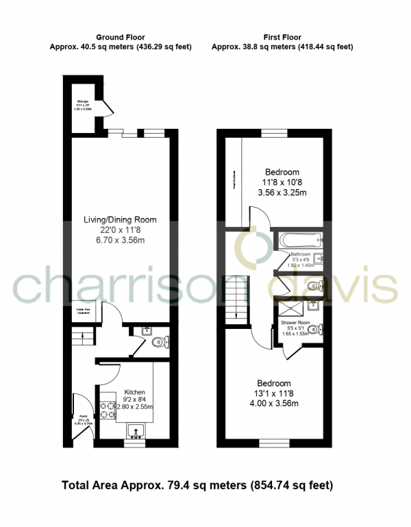Floor Plan for 2 Bedroom Terraced House for Sale in Burns Close, Hayes, UB4 0EJ, UB4, 0EJ -  &pound360,000